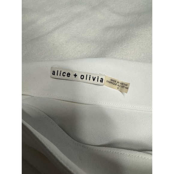 Alice + Olivia Womens 6 Melina One Shoulder Shift Dress White Asymmetrical Class - Picture 7 of 8